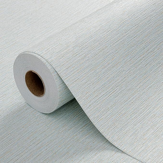 Grasscloth Peel and Stick Wallpaper 20.8"x394" Blue Thick Fabric Textured Linen Classic Faux Grassweave Neutral Removable Wallpaper Vinyl Film Roll for Home Use