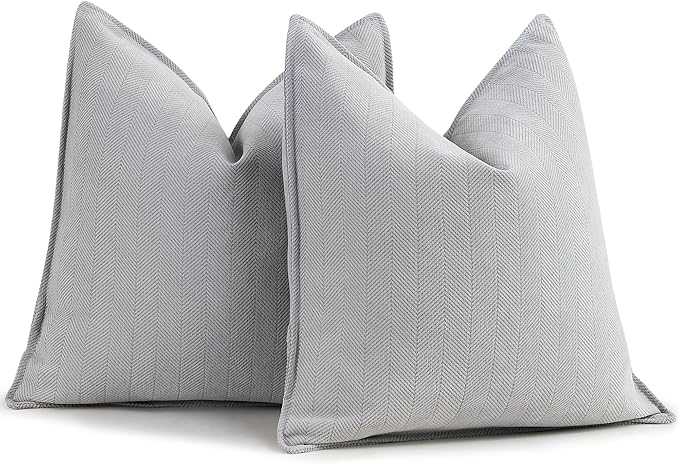 ZWJD Light Gray Pillow Covers 20x20 Set of 2 Chenille Throw Pillow Covers with Elegant Design Soft and Luxurious Decorative Throw Pillows for Couch, Bed, and Home Decor