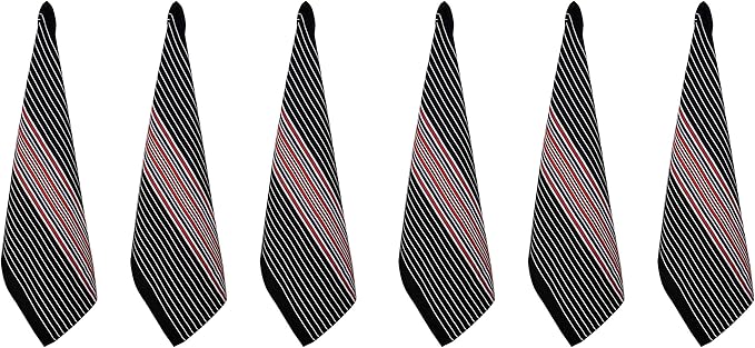Urban Villa Kitchen Towels Waffle Stripes Dish Towels for Kitchen Black Color Set of 6 Kitchen Towels Highly Absorbent Cotton Over Sized 20X30 in with Mitered Corners Kitchen Hand Tea Towels