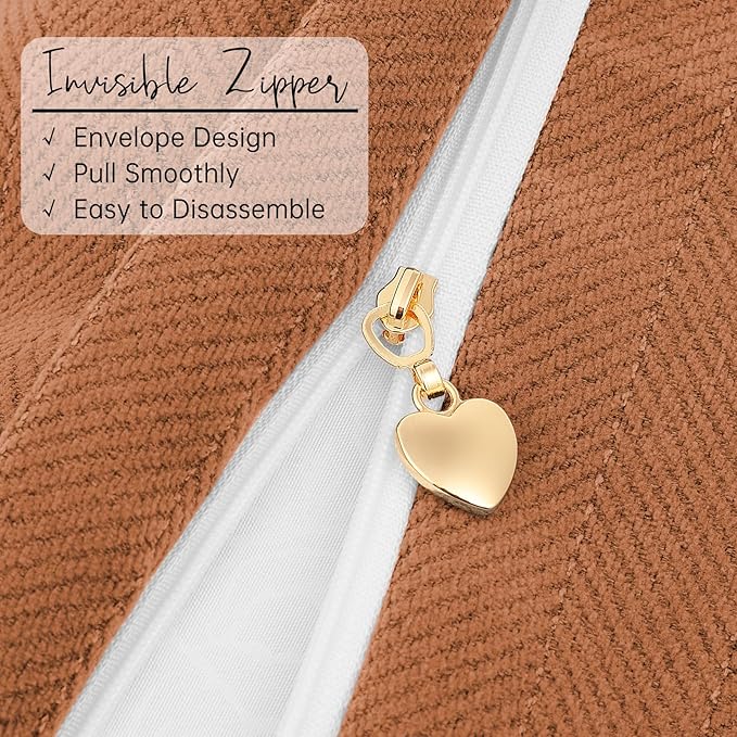 ZWJD Orange Pillow Covers 20x20 Set of 2 Chenille Throw Pillow Covers with Elegant Design Soft and Luxurious Decorative Throw Pillows for Couch, Bed, and Home Decor