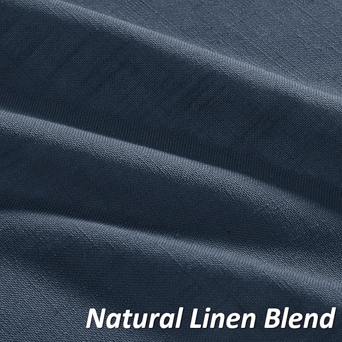 Guken Vintage Blue Linen Curtains 108 Inches Long 2 Panel Set Rod Pocket Semi Sheer Dining Room Cozy Bedroom Decor Cotton Look Country Rustic Farmhouse Boho Curtains 52x108