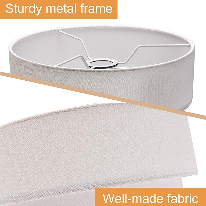 EDISLIVE 3-tier Drum Linen Lamp Shade for Pendant Lamp Floor Lamp Chandelier Replacement Shade Clip on Bulb Classic Round Lampshade Cover Only