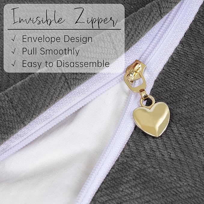 ZWJD Rustic Gray Pillow Covers 12x20 Set of 2 Chenille Throw Pillow Covers with Elegant Design Soft and Luxurious Decorative Throw Pillows for Couch, Bed, and Home Decor