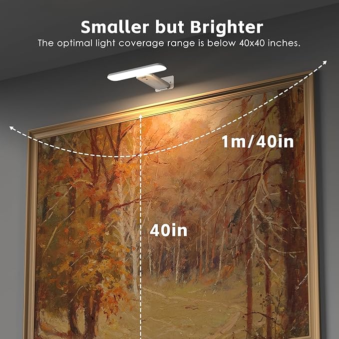 2 Pack Picture Lights for Wall, Rechargeable LED Picture Light Battery Operated with Remote, Dimmable Poster Light for Paintings, Portraits, Art Frames, Display Lighting for Wall Decor,White