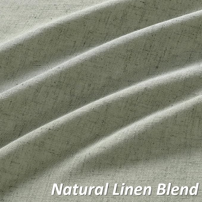 Guken Sage Green Linen Curtains 120 Inch Length for Living Room Bedroom 2 Panels Set Rod Pocket Light Filtering Semi Sheer Window Curtains 52 Inch Width Boho Farmhouse Linen Drapes, W52xL120