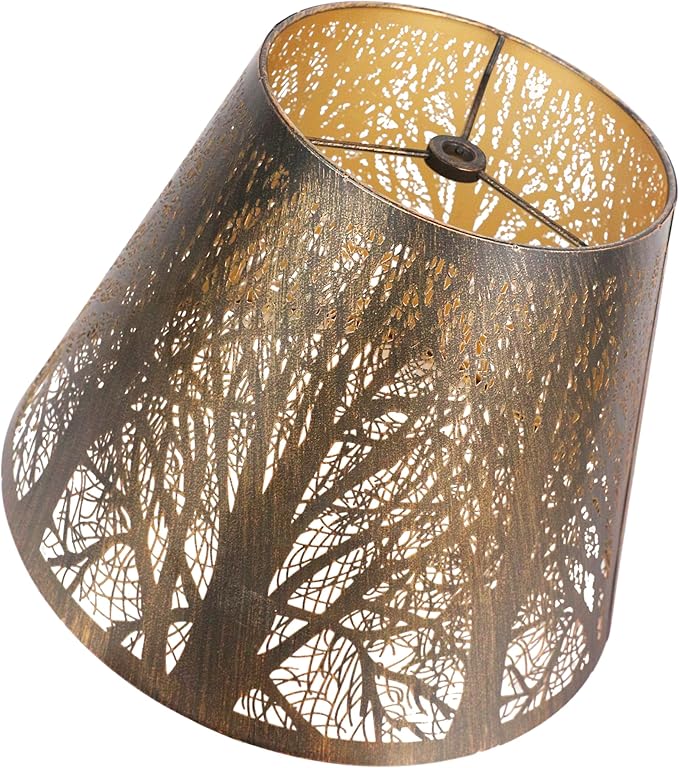 Lampshades for table lamp,metal lamp shade,small lamp shades,lamp shades for floor lamps,lamp cover,vintage lamp shade,6" Top x 10" Bottom x 7.5" High (Spider) & Bedside Lamp-Antique Bronze Gold