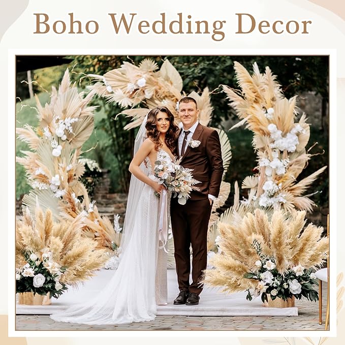 30 Stems 32 Inch Fluffy Pampas Grass Decor Tall Natural Dried Flowers Bouquet for Boho Home Decorations, Large Phragmites for Floor Vase, Wedding Floral Arrangements, Farmhouse