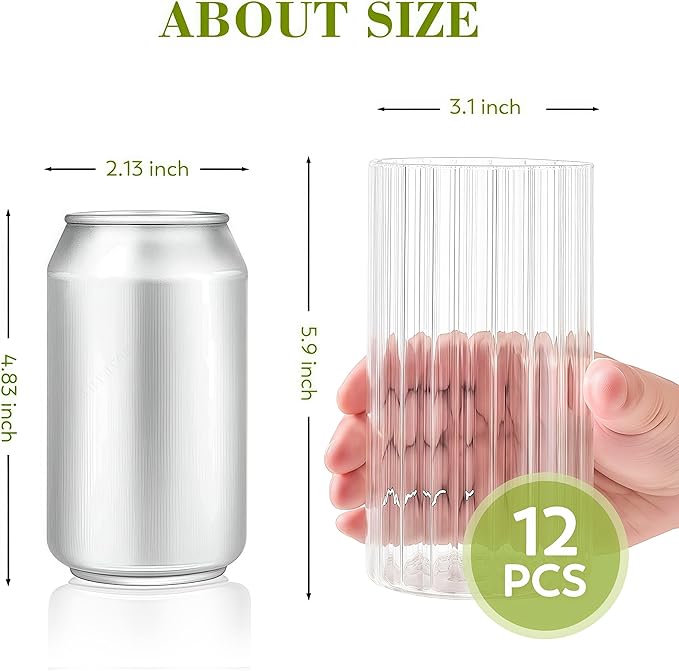 6 Inches Ribbed Glass Vase Set of 12 Packs, Small Vases for Flowers, Glass Cylinder Vases for Centerpieces, Hurricane Candle Holder for Table Shelf Party Wedding Housewarming