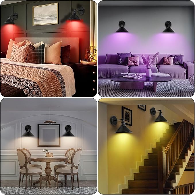Battery Wall Sconces Set of Two, Battery Operated Sconces, Dimmable Cordless Wall Sconce, RGB Fabric Wall Lights No Hardwired Need, Suitable for Bedroom Living Room Corridor Kitchen