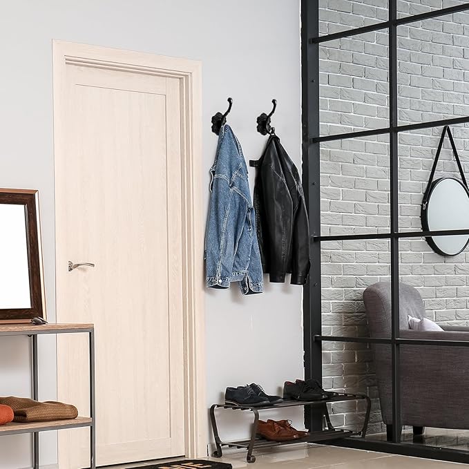 Zonon Vintage Coat Hooks Antique Wall Hooks Towel Hook for Hanging Purse Hat Keys Clothes Curtain Unique Heavy Duty Bathroom Hook for Wall(4 Pcs,Black)