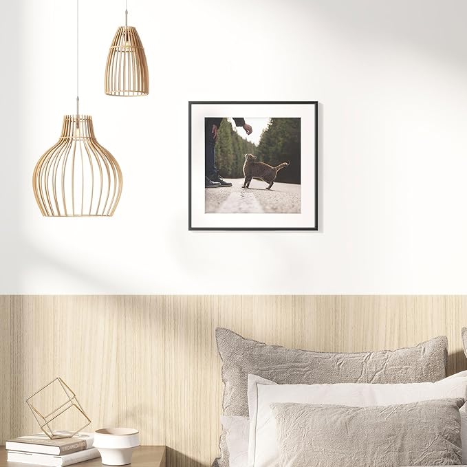 12x12 Metal Picture Frame Black, 12x12 Durable Thin Aluminum Photo Frames with Removable Mat for 8x8 Photo, Wall Hanging Metal Poster Frame with High Definition Plexiglass, Set of 1