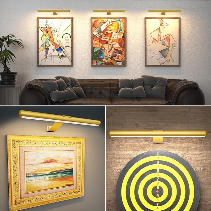 16inch Battery Operated Picture Light for Painting Artwork Led Accent Display Light Painting Light with Remote,Rechargeable Picture Lght for Art Portrait Frame Dartborad Gallery Full Metal