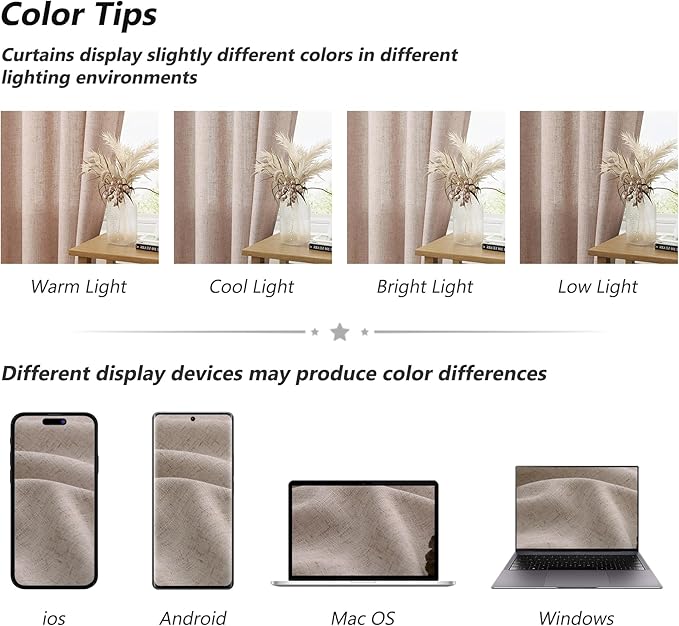 Guken Oatmeal Linen Curtains 84 Inch Length for Living Room Bedroom 2 Panels Set Rod Pocket Light Filtering Semi Sheer Window Curtains 52 Inch Width Boho Farmhouse Linen Drapes, W52xL84