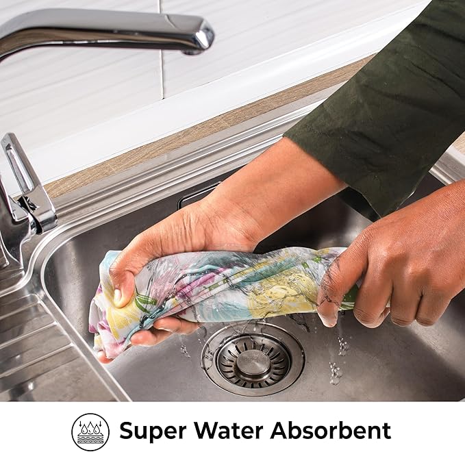 Urban Villa Collection Kitchen Towels Tulip Flowers Multi Color Premium Quality,100% Cotton Dish Towels, Mitered Corners,(Size: 20X30 Inch), Highly Absorbent Bar &Tea Towels - (Set of 6)