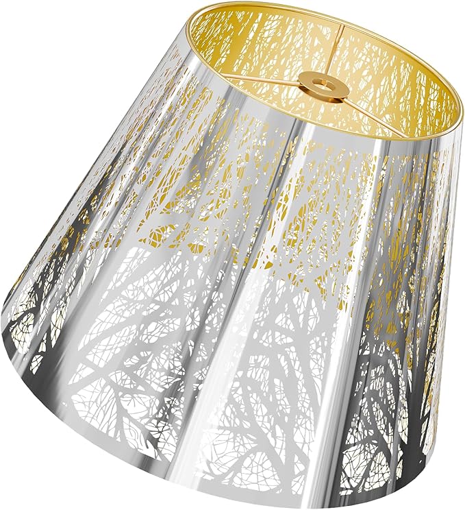 Lampshades for table lamp,metal lamp shade,small lamp shades,lamp shades for floor lamps,lamp cover,vintage lamp shade,6" Top x 10" Bottom x 7.5" High (Spider) & Bedside Lamp-Chrome Gold
