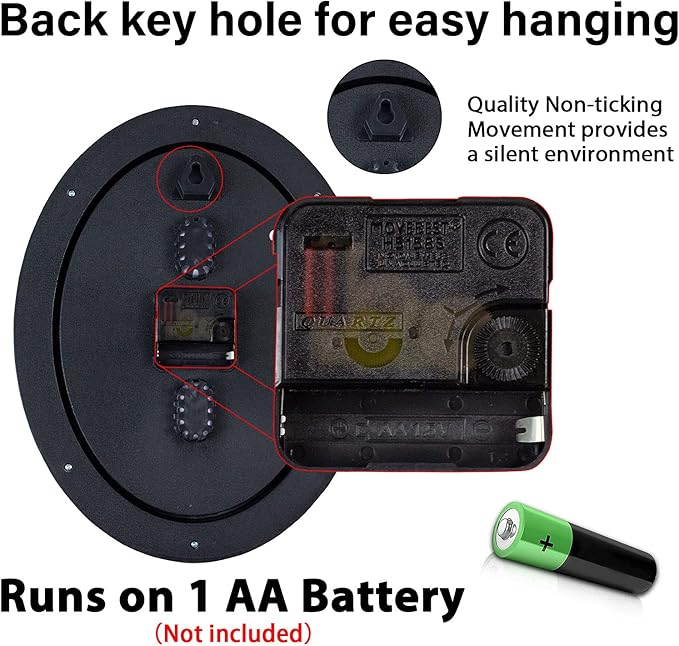 Vintage Wall Clock Retro Oval Wall Clocks Silent Non Ticking Quartz Battery Operated Easy to Read Decorative for Cafe Kitchen Living Room Bedroom Bathroom Decor by 13 inch