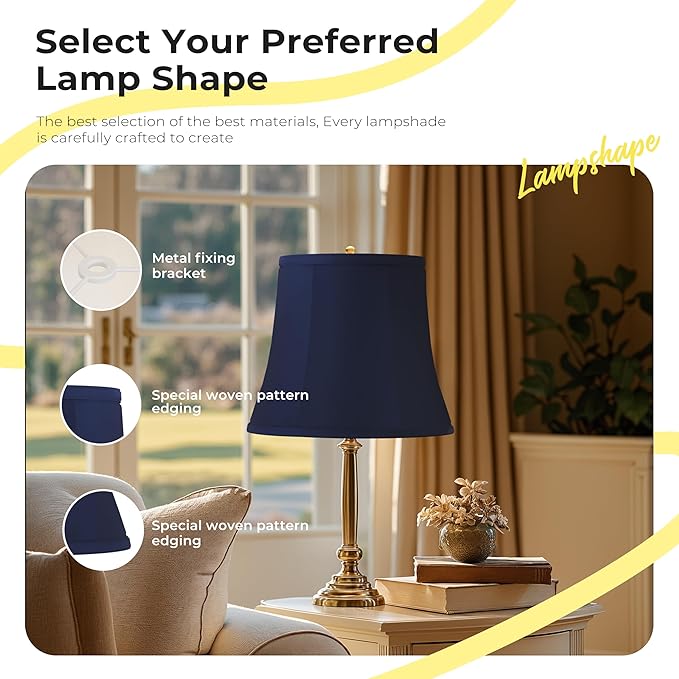 Fabric lamp shades,Lamp shades set of 2, boho lamp shade,linen lamp shade,10" Top x 14" Bottom x 10.5" High(Spider),blue lampshades for floor lamps,living room lamp shades set of 2