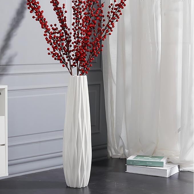 White Tall Floor Vase, 28" Ceramic Large Vase, Decorative Flower Vases for Modern Home Decor Living Room Office Bedroom Kitchen Wedding Centerpieces Farmhouse Décor