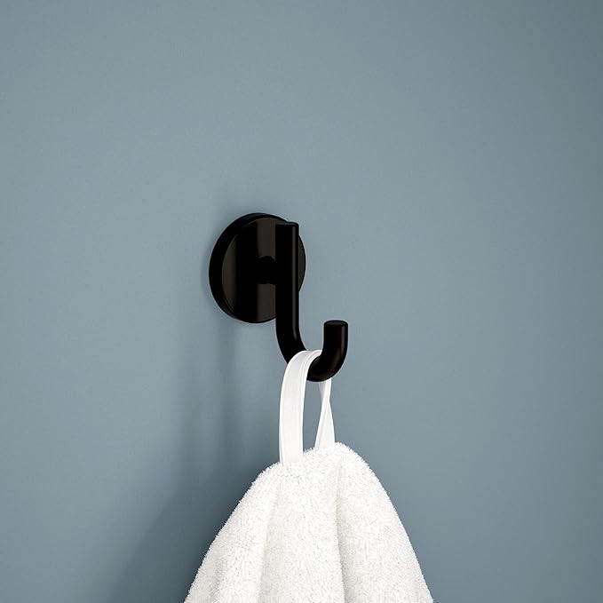 Delta Trinsic (1-Pack) Towel Hooks Matte Black Single Bathroom Hooks Wall Mounted for Robes & Towels Hand Towel Hook Holder Kitchen, Bathroom Accessories 75935-BL