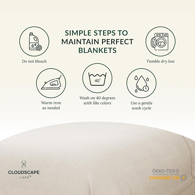 Cloud Scape Linen Herringbone Cotton Throw Blanket for Couch, Bed,Sofa, Home Decor, Soft, Lightweight, All-Season Bed Blanket, 50 x 70, Ivory