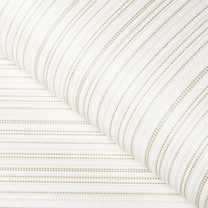 FunStick 24"x200" Grasscloth Peel and Stick Wallpaper Textured Beige Linen Fabric Wallpaper Stick and Peel Waterproof Self Adhesive Faux Grasscloth Contact Paper for Cabinets Room Walls Desk Removable