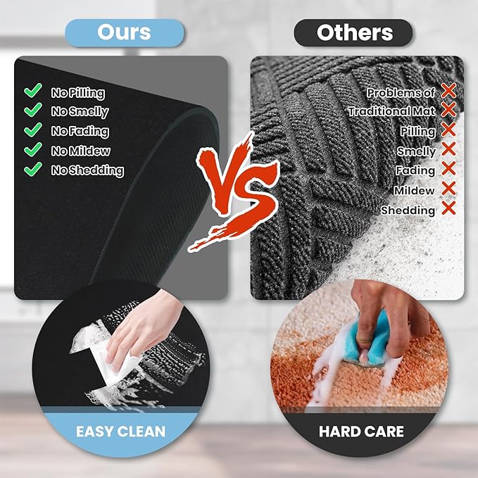 Extra Long Bathroom Rugs Diatomaceous Earth Bath mat Super Absorbent Quick Dry Non Slip Bath Mat Thin Runner Rug Fit Under Door-Shower Rug for in Front of Bathtub Shower, Black, 23.6"x66.9"