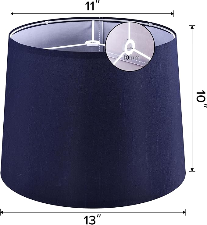 GOSO Blue Lamp Shades Set of 2,Faux Silk Lamp Shade Medium,11×13×10 Inches Spider Drum Lampshades for Table Lamps and Floor Lamp Replace the Decorated Bedroom,Modern Living Room,Simple Assembly