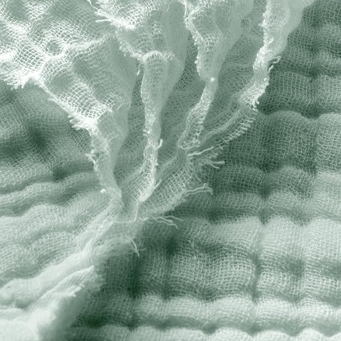 Carriediosa 100% Cotton Muslin Throw Blanket 90" X 90" Queen Size，4-Layers Summer Gauze Throws for Bed Couch，Soft Lightweight Breathable Linen Blankets Bedspread for Adults All Season，Sage Green