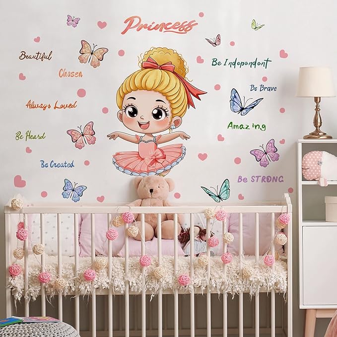 Cute Jungle Theme Wall Stickers Removable Animal Forest Wall Decals Elephant Monkey Lion Giraffe Zebra Peel and Stick Tropical Wall Art Decor for Nursery Bedroom Classroom (Pink 2)