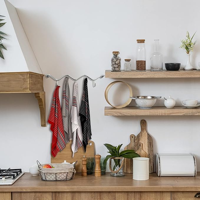 Urban Villa Kitchen Towels (20x30 Inches 8 Pack) Extra Large Premium Salsa Stripes Dish Towels for Kitchen Dish Cloths Highly Absorbent 100% Cotton Kitchen Hand Towels with Hanging Loop Tea Towels