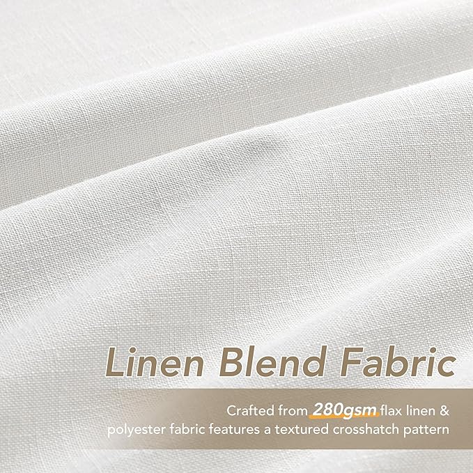 Ivory Linen Blackout Curtains 90 inches Long for Bedroom Grommet Modern Farmhouse Light Black Out Curtains Primitive Textured Neutral Earthy Energy Saving Heat Blocking Window Curtain Eyelet 2 Panels