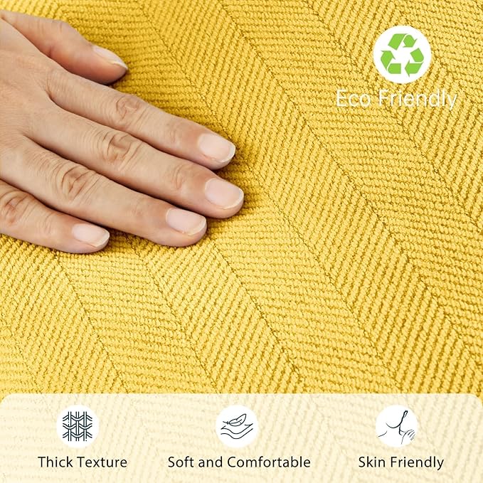 ZWJD Yellow Pillow Covers 12x20 Set of 2 Chenille Throw Pillow Covers with Elegant Design Soft and Luxurious Decorative Throw Pillows for Couch, Bed, and Home Decor