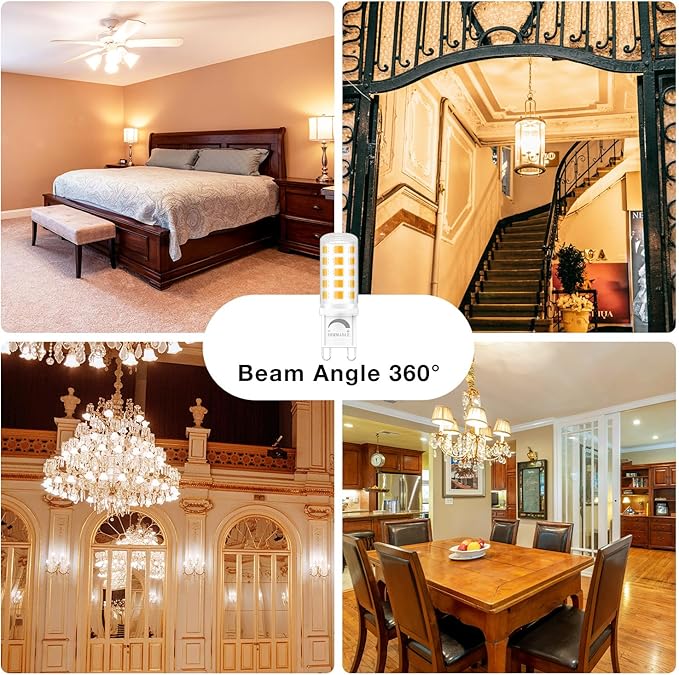 DAYBEETER 12 Pack Dimmable G9 LED Bulb 4W (40 Watt Equivalent), 2700K Soft Warm White, G9 Halogen Bulb T4 G9 Bi-pin Base Light Bulbs for Chandelier,120V 450LM 360 Beam Angle No-Flicker G9 Bulb