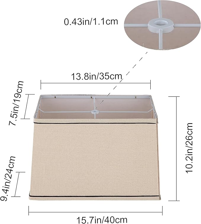 T Shape Lampshades Set of 2, Natural Linen Top L13.78'' x W7.5''xBottom L15.75''xW9.45''*High 10.24", Easy Assembly Replacement Fabric Lampshades for Table Lamps Floor Lamps,Beige Color