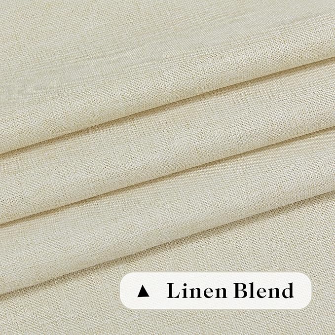 Natural Linen Room Divider Curtains for Bedroom, Rod Pocket & Back Tab Flax Linen Burlap Semi Sheer Window Drapes Privacy with Light Filtering for Patio Door, W70 x L84, Cream, 2 Pieces