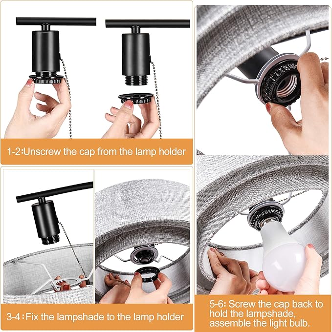 EDISLIVE 3-tier Drum Linen Lamp Shade for Pendant Lamp Floor Lamp Chandelier Replacement Shade Clip on Bulb Classic Round Lampshade Cover Only