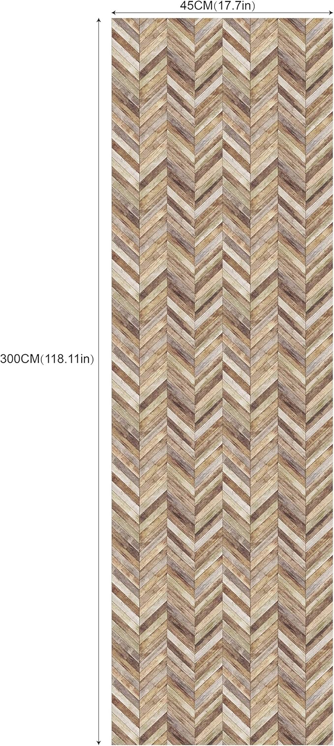Handpainting Peel and Stick Wallpaper Herringbone Wood Panel Self-Adhesive Prepasted Wallpaper Wall Mural 17.7in x 9.8ft