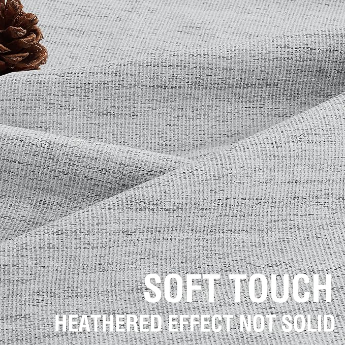 H.VERSAILTEX Chenille Curtains 96 inch Length 2 Panels 100% Blackout Drapes for Living Room with White Flocking Coating Back Thermal Insulated Anti-Rust Grommet, Heathered Glacier Gray(Not Solid)