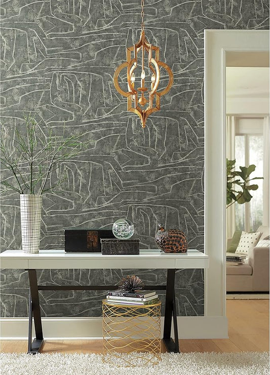 York Wallcoverings PSW1230RL Gray and Glint Urban Chalk Premium Peel and Stick Wallpaper
