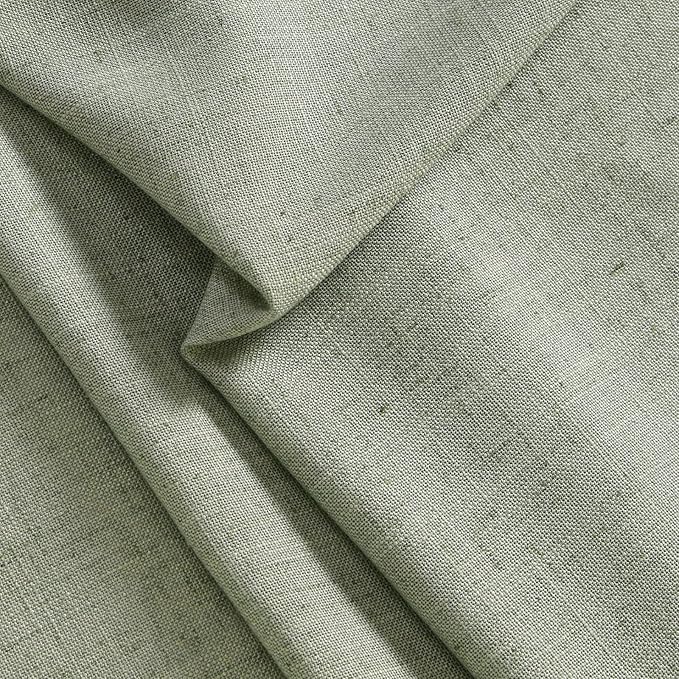 Sage Green Linen Curtains 45 Inches Long 2 Panel Set Rod Pocket Semi Sheer Dining Room Cozy Bedroom Decor Cotton Look Country Rustic Farmhouse Boho Curtains 52x45