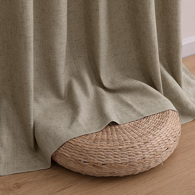 Guken Burlap Linen Curtains 84 Inches Long 2 Panel Set Rod Pocket Semi Sheer Dining Room Cozy Bedroom Decor Cotton Look Country Rustic Farmhouse Boho Curtains 52x84