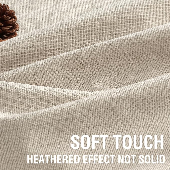 H.VERSAILTEX 100% Blackout Curtains Linen Textured Chenille Curtains Thermal Insulated Curtain 84 Inches Long with White Flocking Coating Back, 2 Panels, Heathered Bleached Sand(Not Solid)