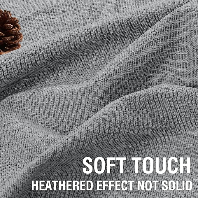 H.VERSAILTEX Chenille Linen Blackout Curtains for Bedroom Thermal Insulated Textured Linen Look Curtains with White Flocking Coating Back, 42" W x 63" L, Heathered Dove Gray(Not Solid)