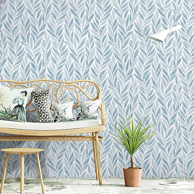 Safiyya 393"x17.3" Blue Peel and Stick Wallpaper Boho Contact Paper Modern Stick on Wallpaper for Bathroom Adhesive Kitchen Wall Paper Vinyl Rolls
