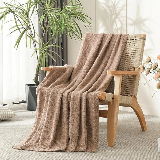 Knit Throw Blanket Super Soft Warm Blanket for Couch Lightweight Fluffy Blanket for Bed Sofa 50x60 Inches Dusty Rose