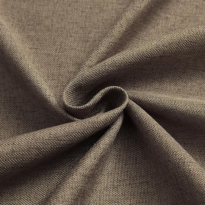 Natural Linen Blended Curtains - Back Tab Window Treatments Panels Drapes for Living Room/Bedroom, Light Filtering Semi Sheer (Set of 2, 50" x 84", Brown)