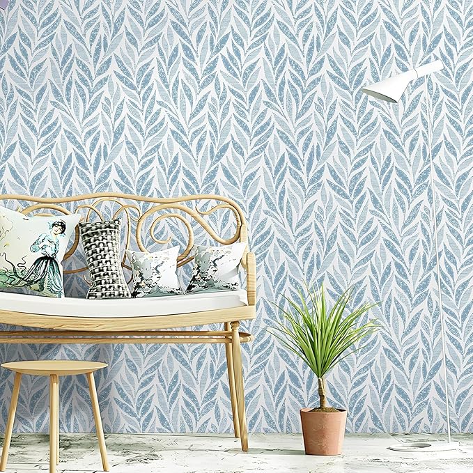Safiyya 787"x17.3" Blue Peel and Stick Wallpaper Boho Contact Paper Modern Stick on Wallpaper for Bathroom Adhesive Kitchen Wall Paper Vinyl Rolls