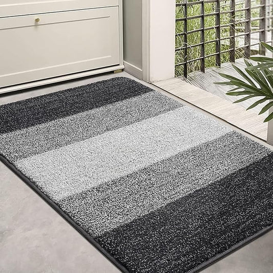 Kitinjoy Indoor Outdoor Door Mat, 36x24 Non-Slip Absorbent Dirt Trapper, Low-Profile Washable Inside Entrance Front Floor Mat, Sturdy Soft Entry Doormats for Entryway, Grey
