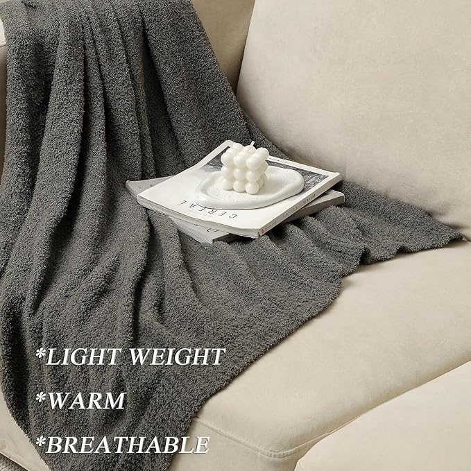 bearberry Super Soft Fluffy Throw Blanket Lightweight Cozy Warm Throw Blankets for Couch Bed Sofa All Season (Dark Grey, 50”x60”)