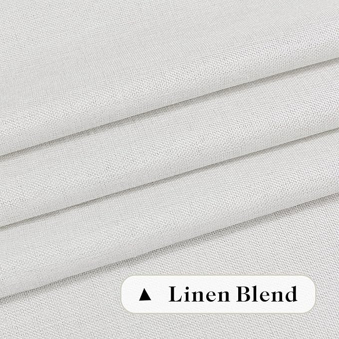 DONREN White Semi Sheer Curtains Linen Blend, Rod Pocket and Back Tab Linen Textured Semi Voile for Bedroom and Living Room, Light Filtering Privacy Window Treatments, W50 x L120, White, 2 Panels